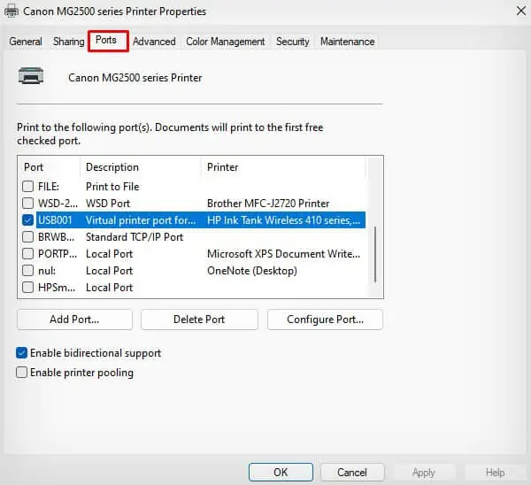 port-information-of-printer