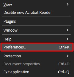 preferences in acrobat