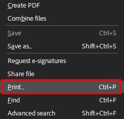 print option in acrobat