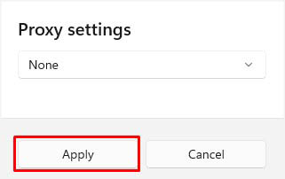 proxy settings none
