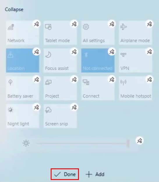 quick settings changes done