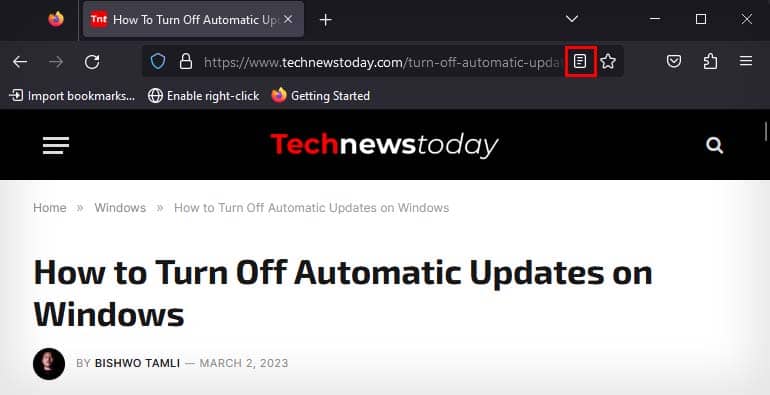 reader mode in firefox