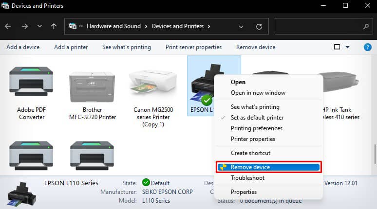 remove-device-epson-printer