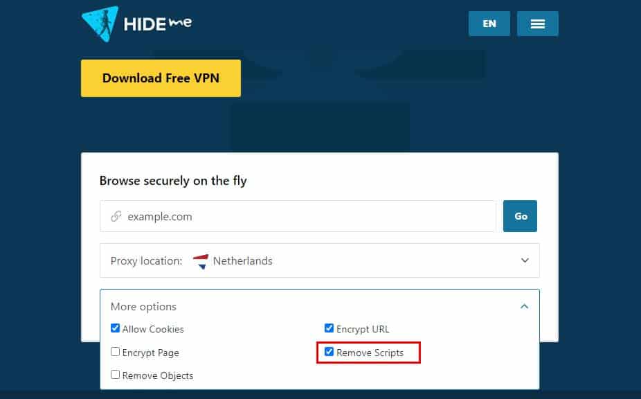 remove scripts using proxy server
