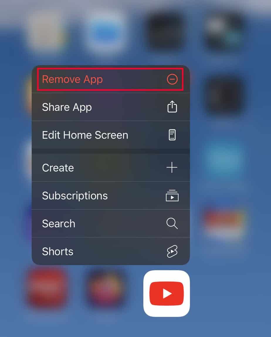 remove youtube app ios