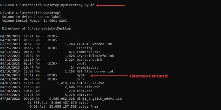50 Most Used Commands on Command Prompt (With Examples) 25 ren in another directory