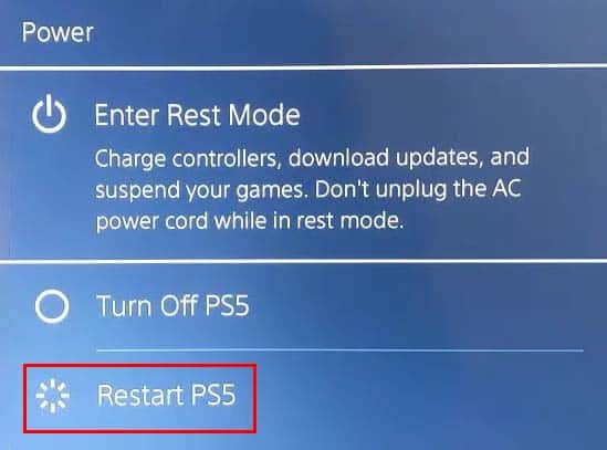 restart ps5