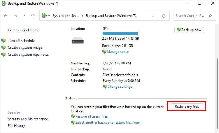 How to Recover Deleted Files in Windows? 9 Proven Ways 21 restore-my-files-button