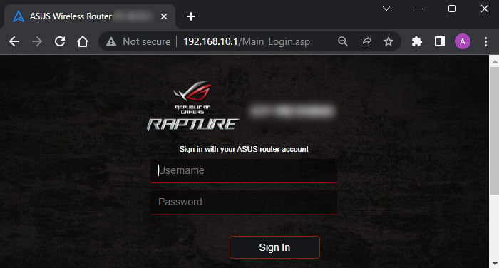 router-portal-username-password