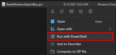 run windows search box powershell script