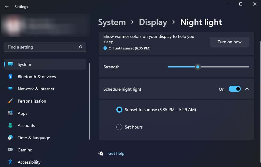 schedule night light