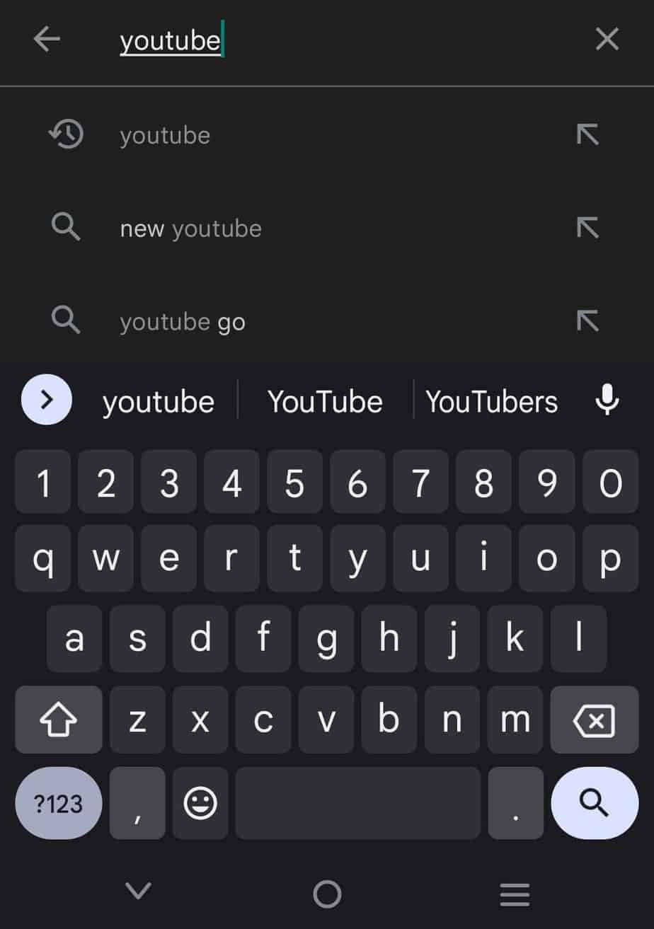 search youtube in playstore