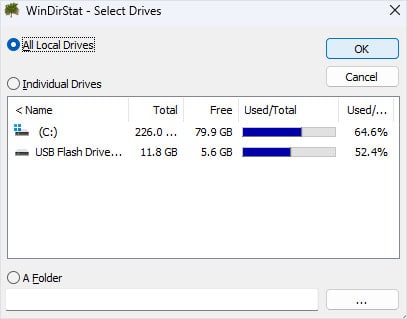 select all local drives