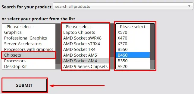 select-chipset-and-motherboard-model