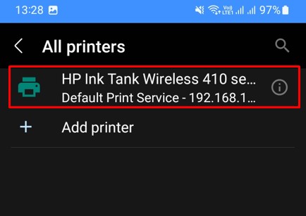 select your printer in android phone