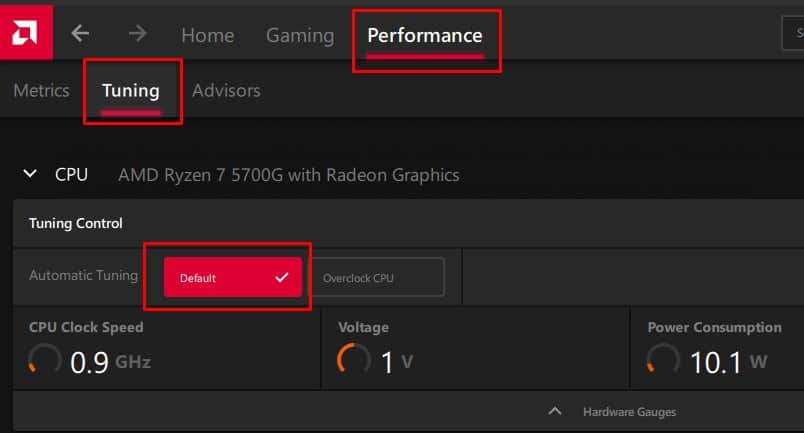 set default tuning amd master driver not installed