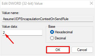 set dword value to 2