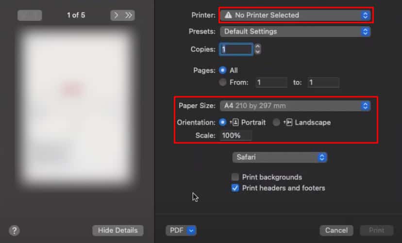 set-print-preference-in-safari
