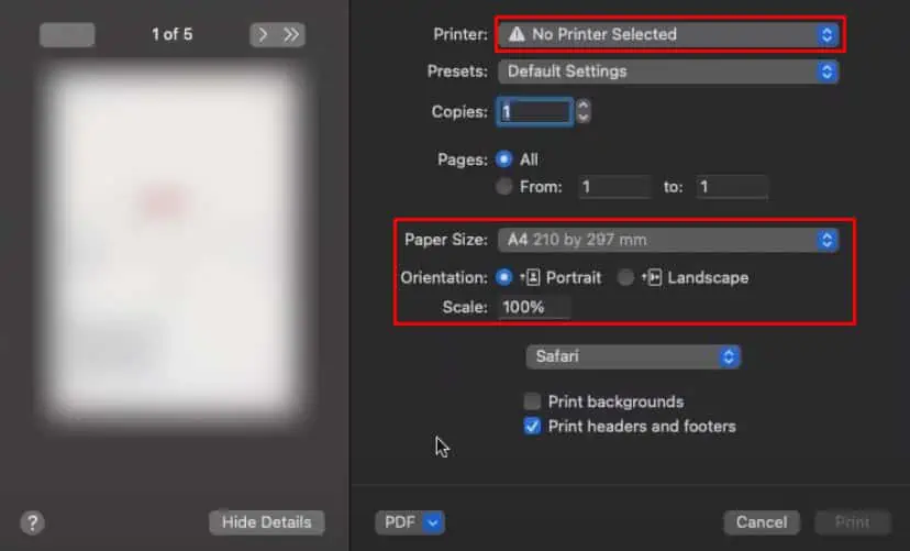 set-print-preference-in-safari