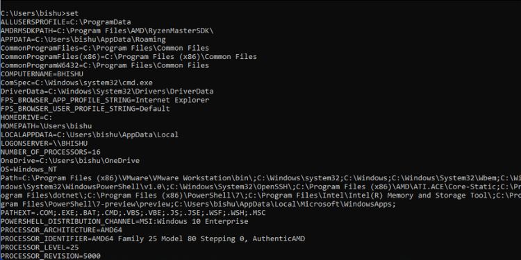 50 Most Used Commands on Command Prompt (With Examples) 53 set