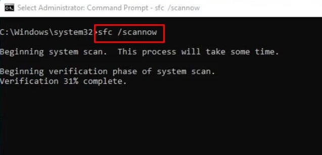 sfc scannow problem resetting the PC