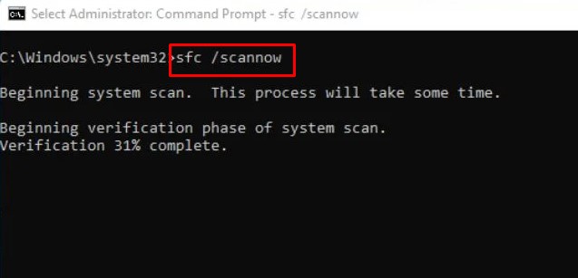 sfc scannow problem resetting the PC
