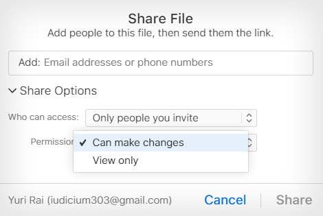 share file link from icloud permission settings