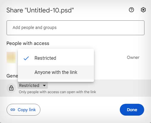 share file through google drive