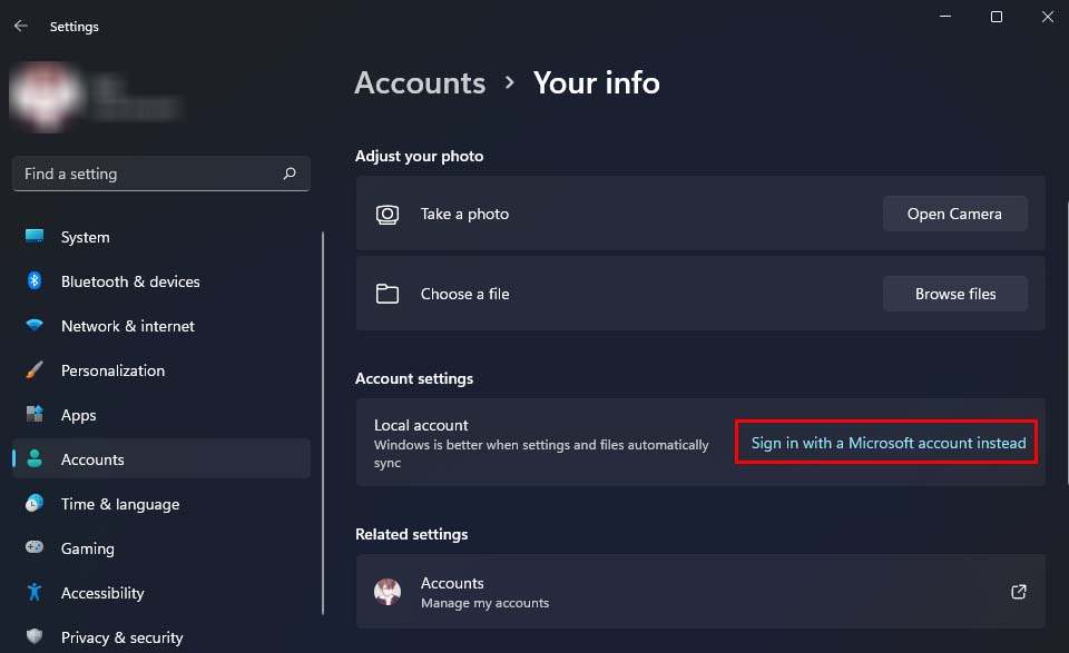 sign in with a microsoft account instead