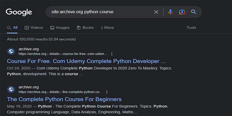 5 Ways to Google Search for PDF 5 site archive org python course