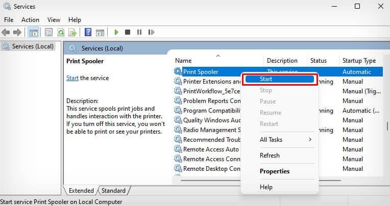 start-the-spooler-service