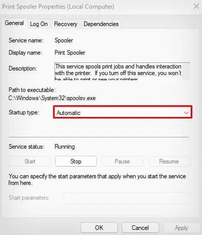 Epson Printer Not Printing? 7 Proven Ways to Fix It 18 startup-type-automatic-for-print-spooler