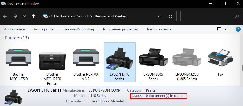 status-of-epson-printer
