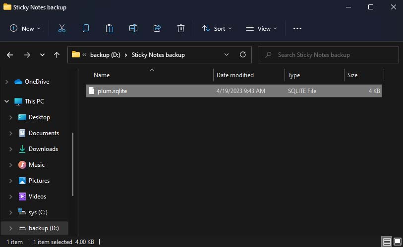 sticky notes backup