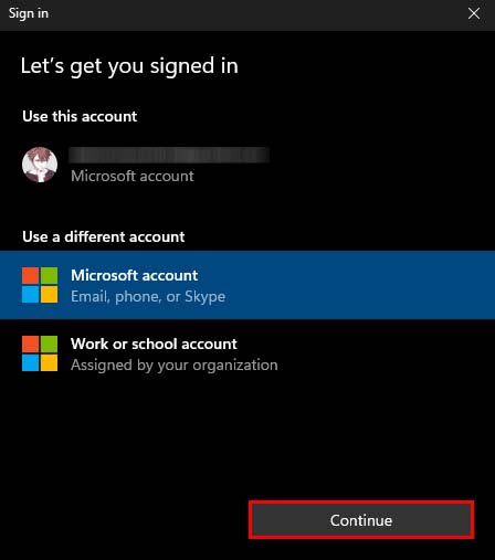 sticky notes sign in use a different account