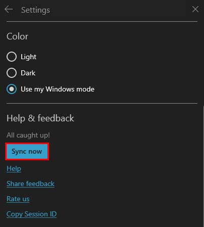 sticky notes sync now