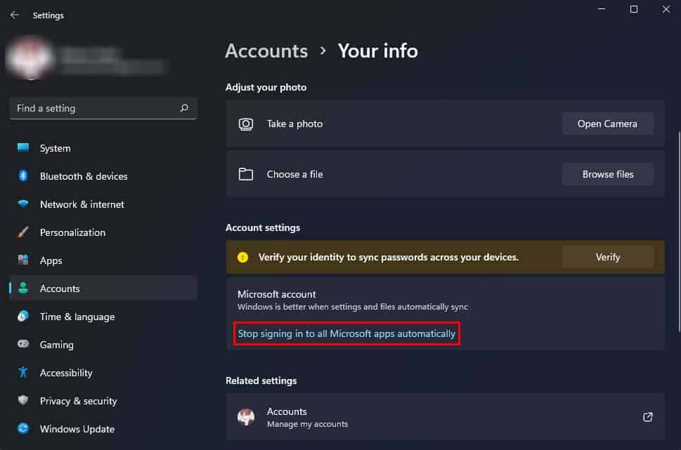 stop signing into all microsoft apps automatically