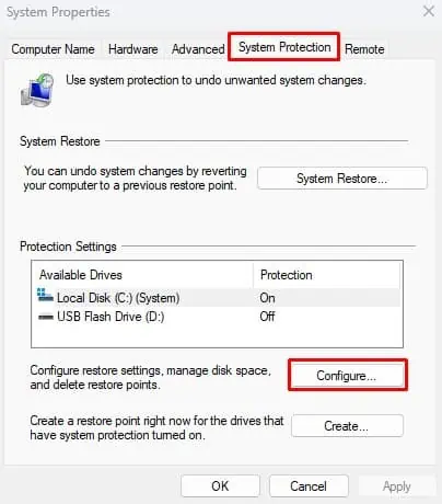 system-protection-configure