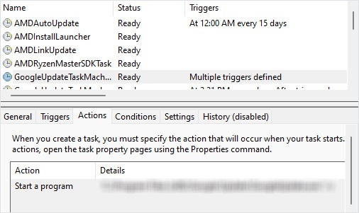 task action powershell keeps popping up