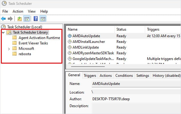 task scheduler all folder