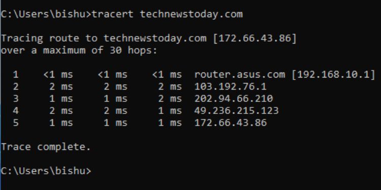 50 Most Used Commands on Command Prompt (With Examples) 46 tracert
