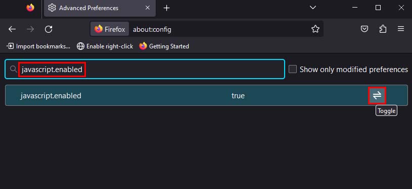 turn off javascript in firefox