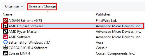 uninstall amd chipset software