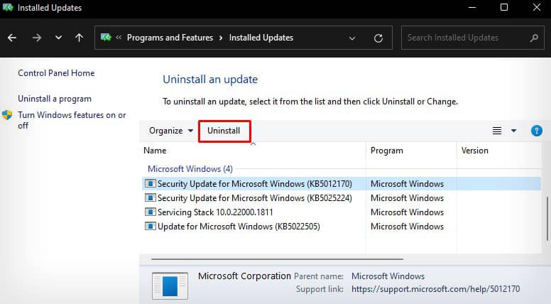 uninstall-latest-update