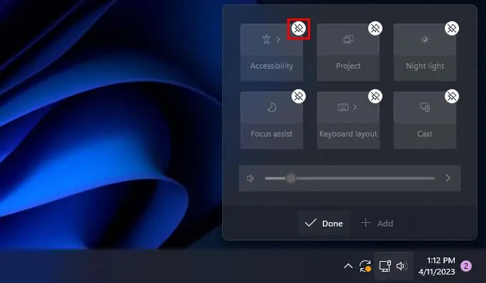 unpin-quick-settings-from-windows-11-action-center