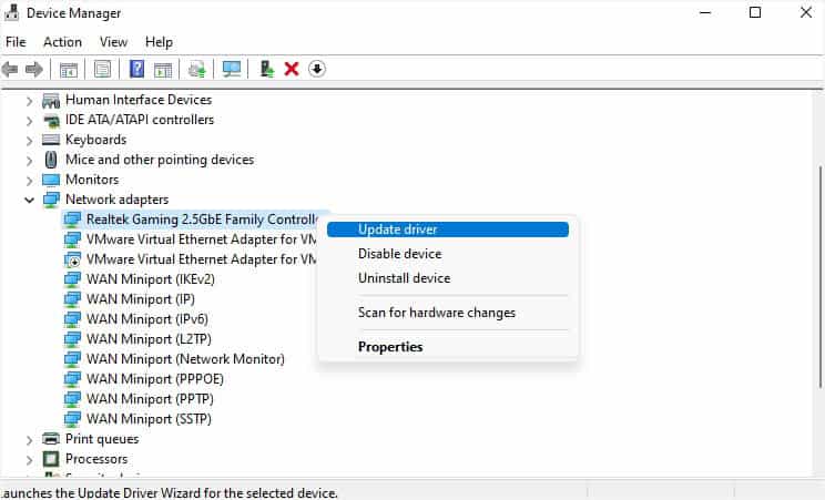 update network adapter