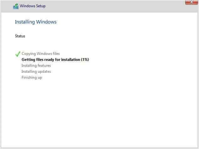wait for windows to install windows setup