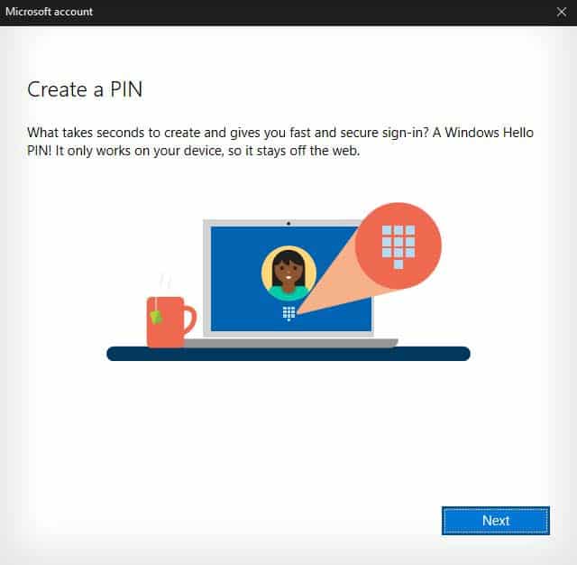windows hello pin set up