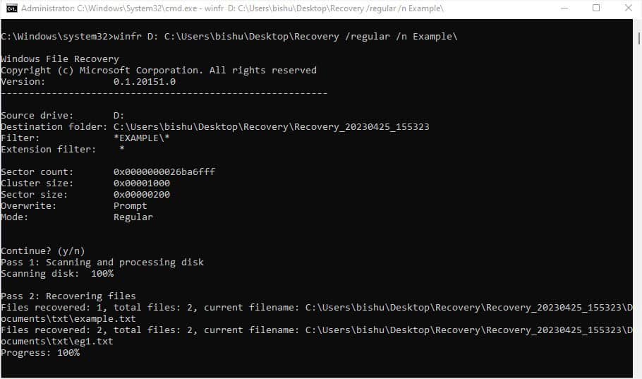 winfr command