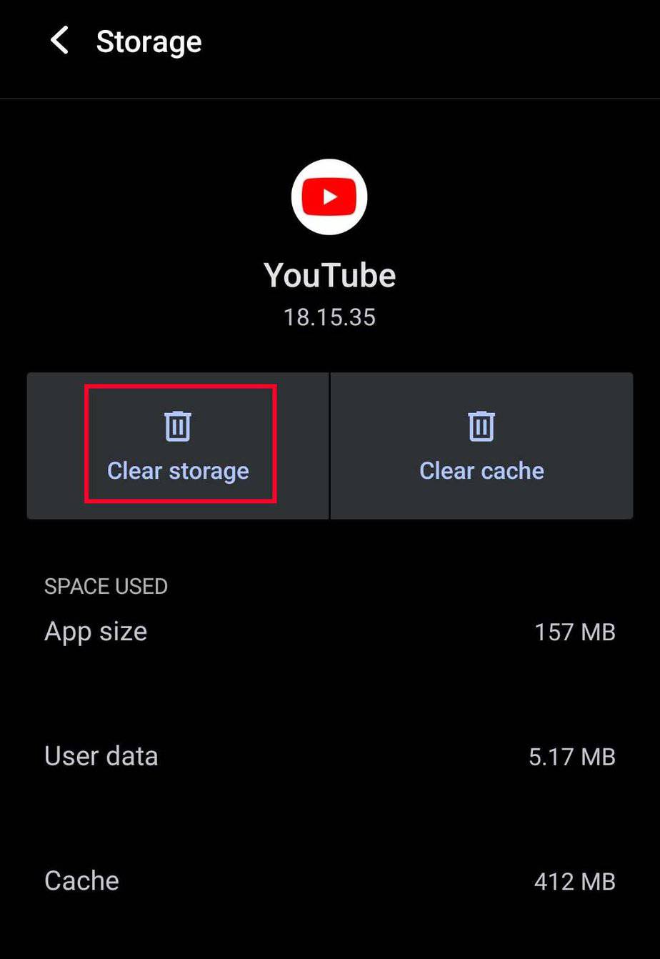 youtube clear storage